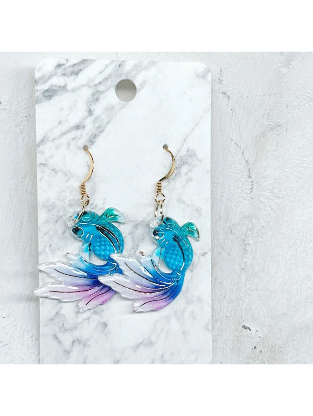 5335mc. Plastic Fish Earrings Teal